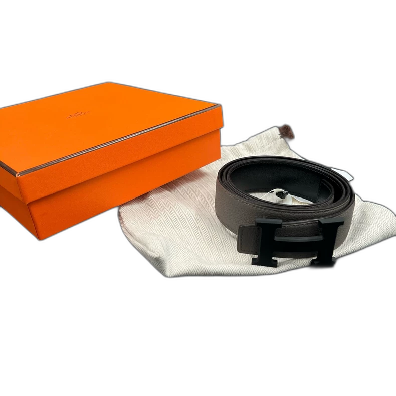 HERMES Double-Sided Belt with Gray Buckle