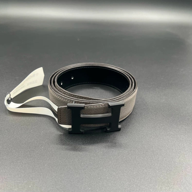 HERMES Double-Sided Belt with Gray Buckle