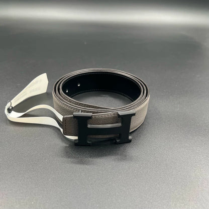 HERMES Double-Sided Belt with Gray Buckle