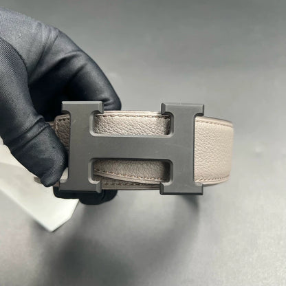 HERMES Double-Sided Belt with Gray Buckle