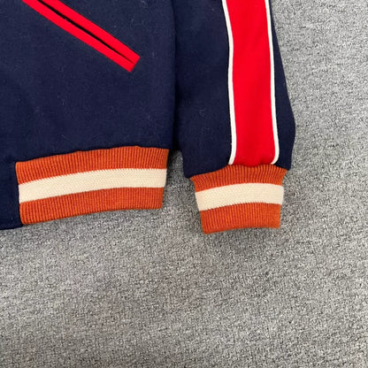 Gucci Cherry Baseball Jacket in Blue and Red