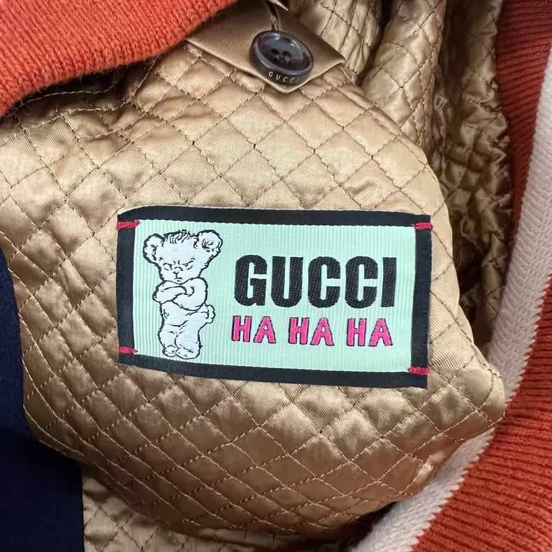 Gucci Cherry Baseball Jacket in Blue and Red