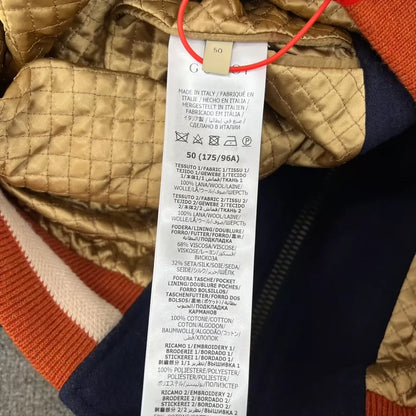 Gucci Cherry Baseball Jacket in Blue and Red