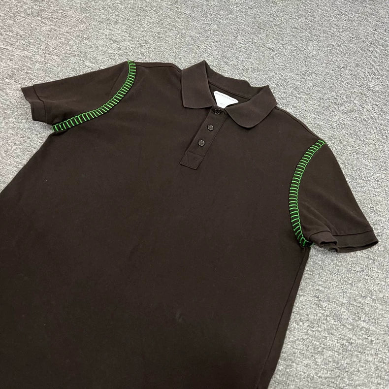 Bottega Veneta Green Stitch Polo Shirt