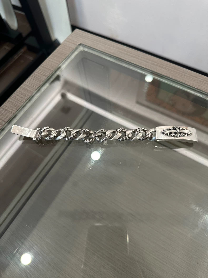 Chrome Hearts Silver Cross ID Bracelet