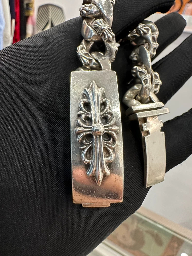 Chrome Hearts Silver Cross ID Bracelet