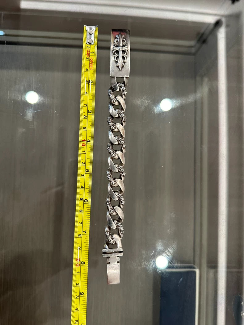 Chrome Hearts Silver Cross ID Bracelet