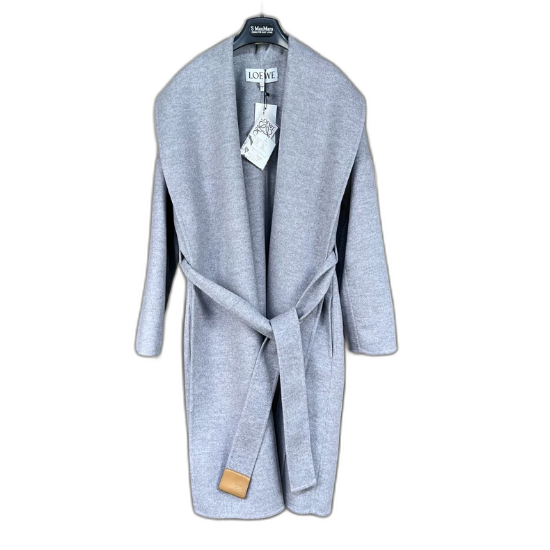 Loewe Gray Cashmere Coat with Belt