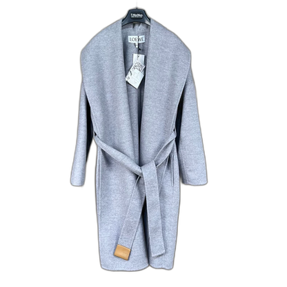 Loewe Gray Cashmere Coat with Belt