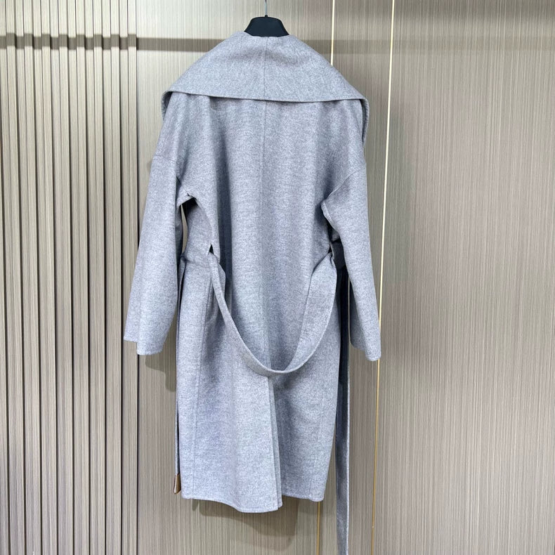Loewe Gray Cashmere Coat with Belt