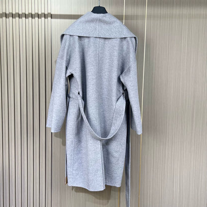 Loewe Gray Cashmere Coat with Belt