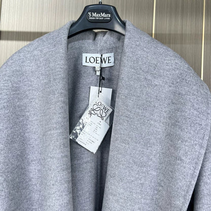 Loewe Gray Cashmere Coat with Belt