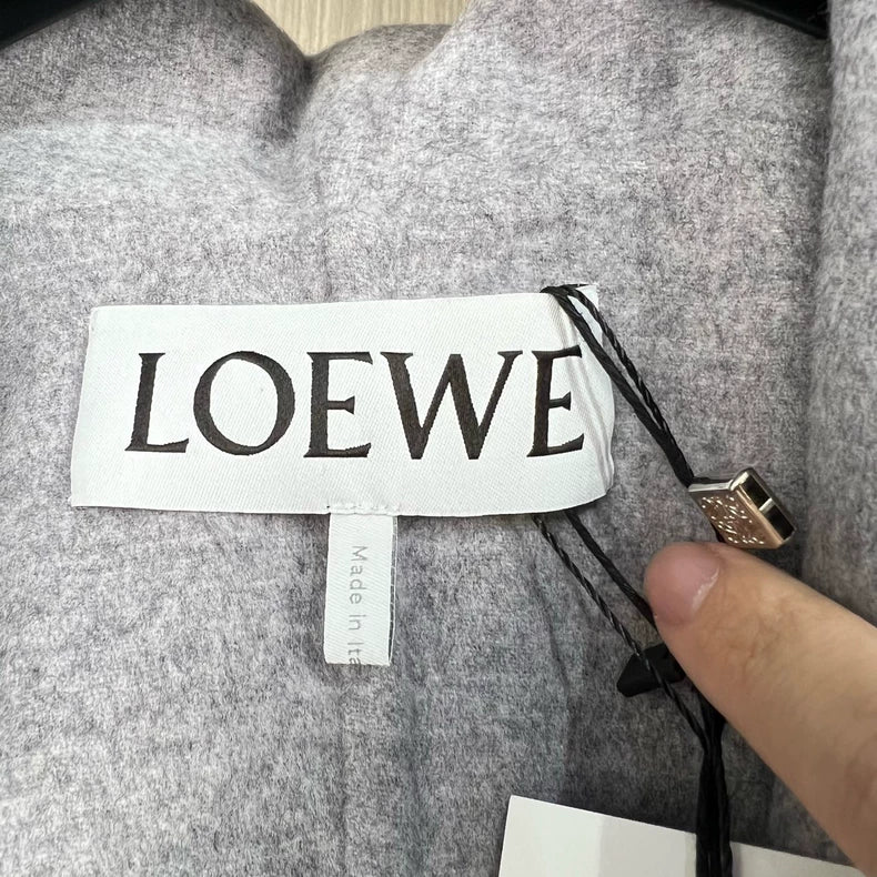 Loewe Gray Cashmere Coat with Belt