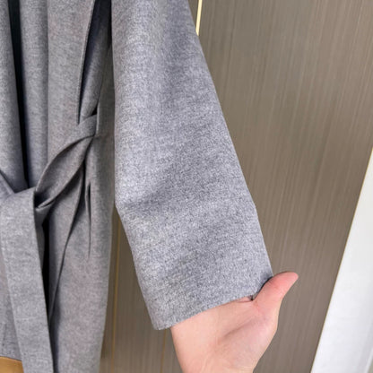 Loewe Gray Cashmere Coat with Belt