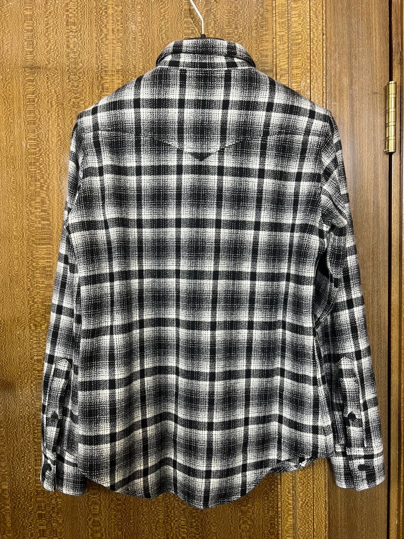 Saint Laurent Black and White Flannel Shirt