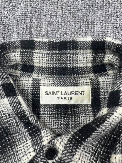 Saint Laurent Black and White Flannel Shirt