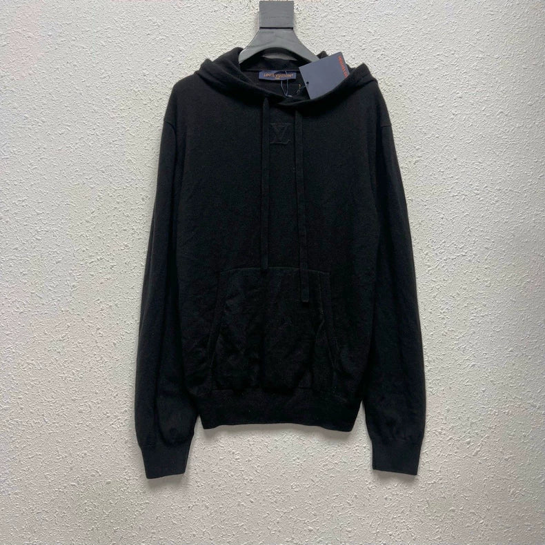Louis Vuitton Black Logo Hooded Cashmere Sweatshirt-yf