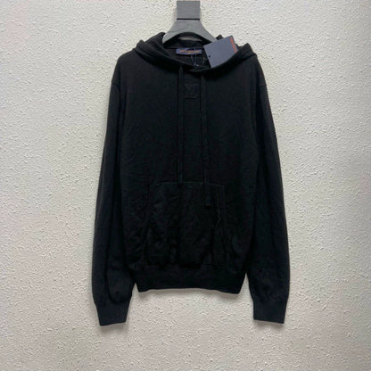 Louis Vuitton Black Logo Hooded Cashmere Sweatshirt-yf