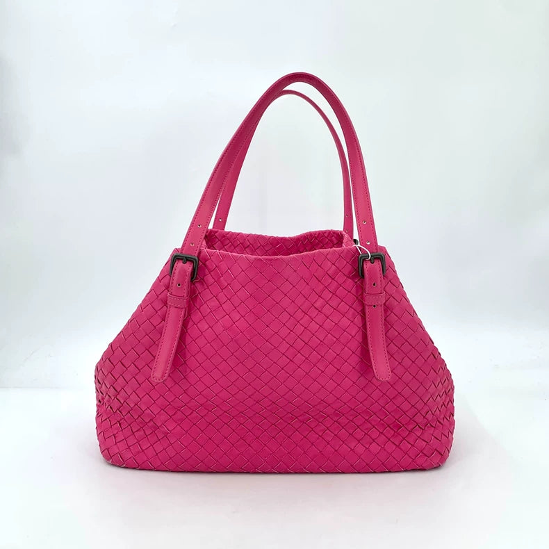 Bottega Veneta Pink Woven Shoulder Tote Bag
