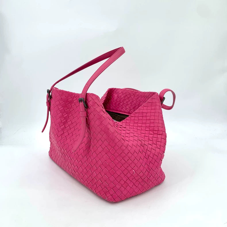 Bottega Veneta Pink Woven Shoulder Tote Bag