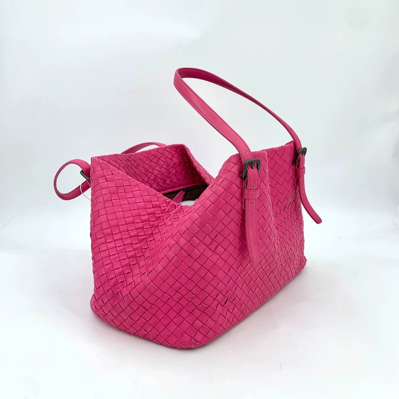 Bottega Veneta Pink Woven Shoulder Tote Bag
