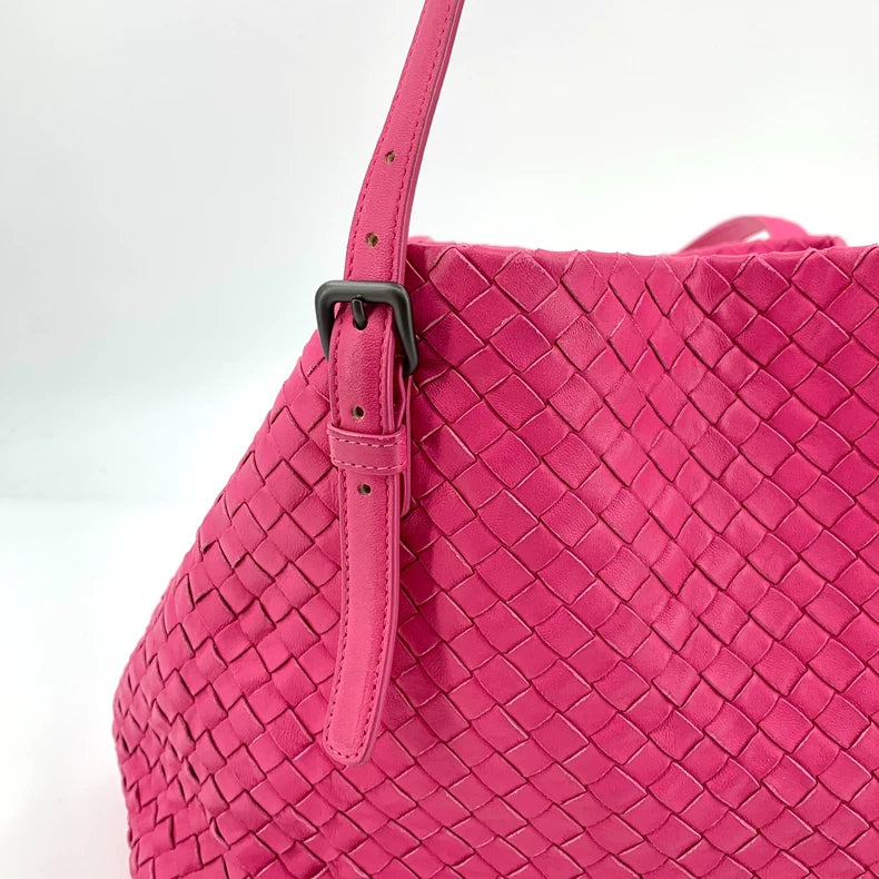 Bottega Veneta Pink Woven Shoulder Tote Bag