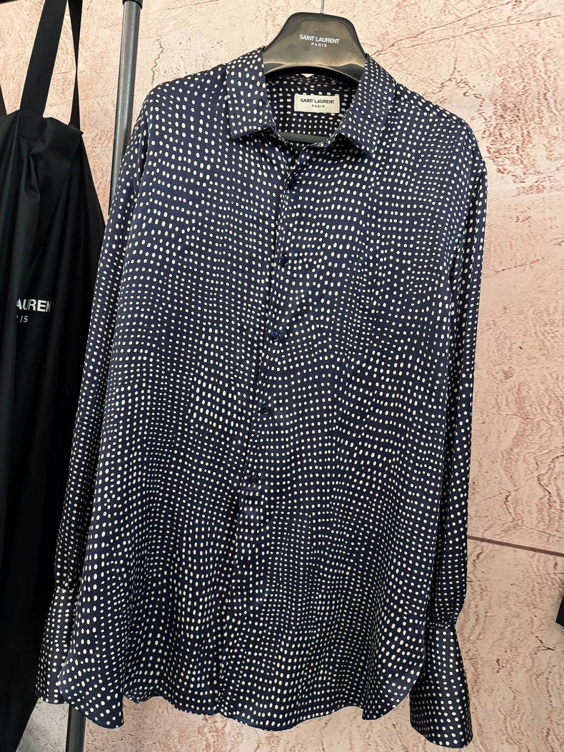 Saint Laurent Blue Polka Dot Silk Shirt-yf