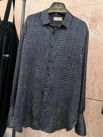 Saint Laurent Blue Polka Dot Silk Shirt-yf