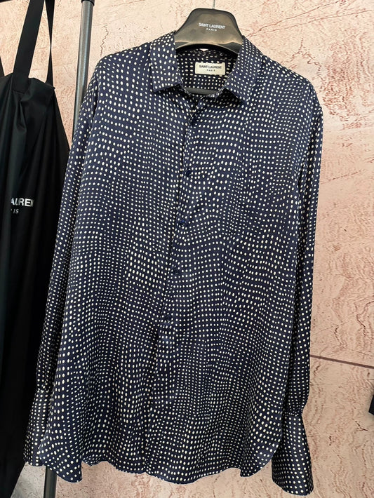 Saint Laurent Blue Polka Dot Silk Shirt-yf