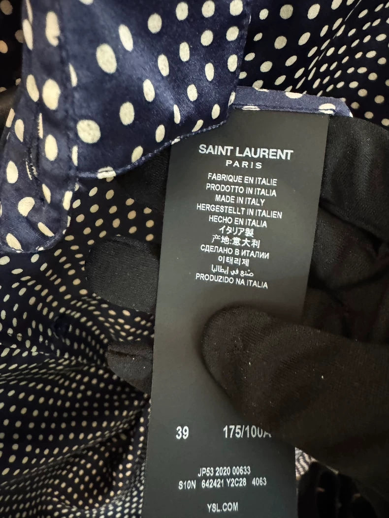 Saint Laurent Blue Polka Dot Silk Shirt-yf