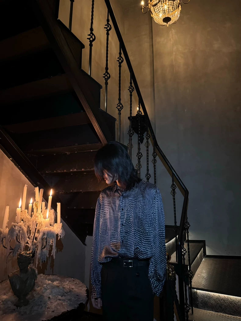 Saint Laurent Blue Polka Dot Silk Shirt-yf