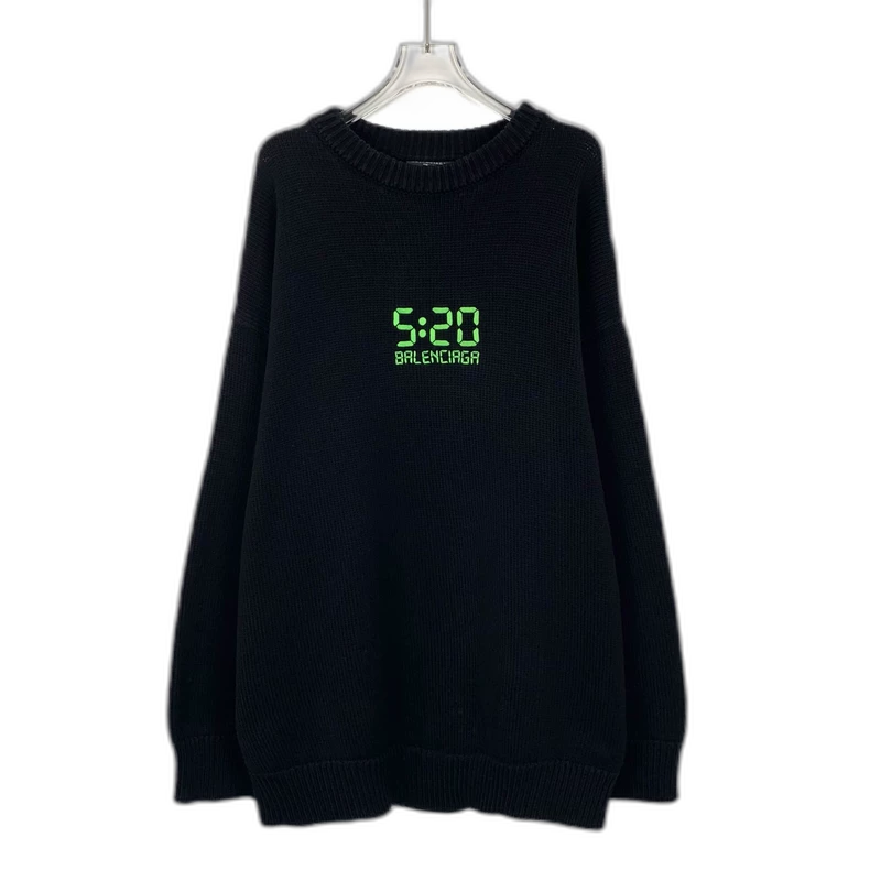 Balenciaga Black Embroidered Long Sleeve Sweatshirt