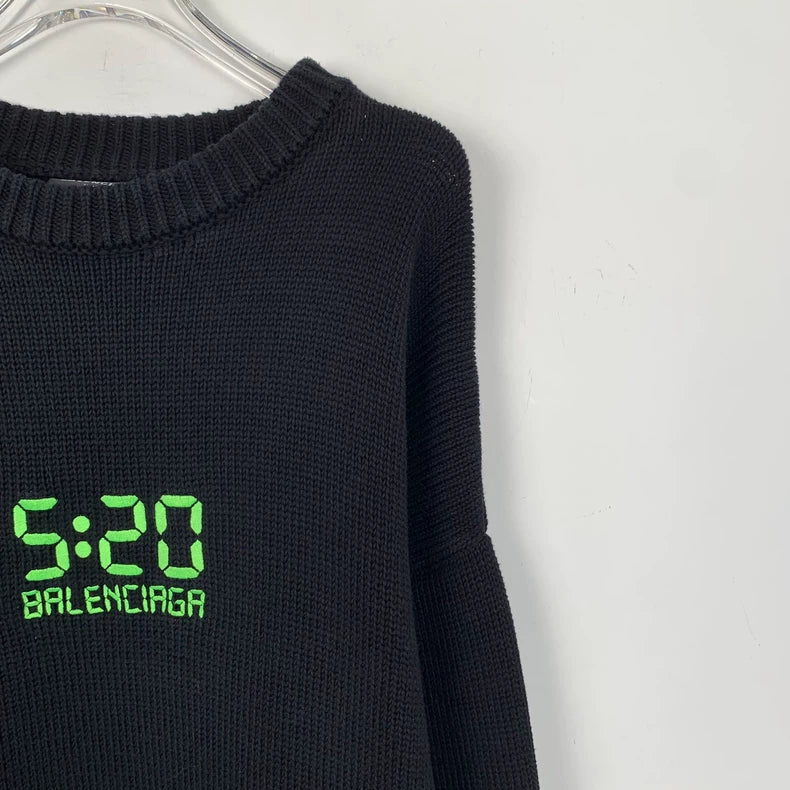 Balenciaga Black Embroidered Long Sleeve Sweatshirt