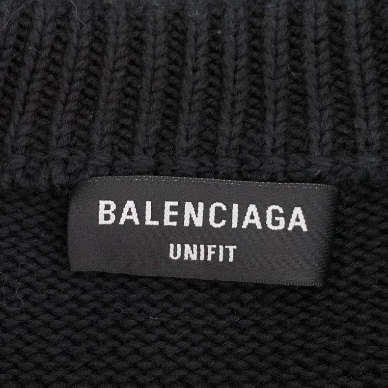 Balenciaga Black Embroidered Long Sleeve Sweatshirt