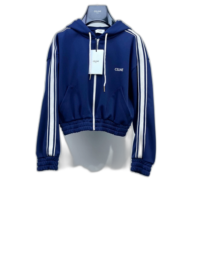 Celine Zip Hoodie with Side Stripes