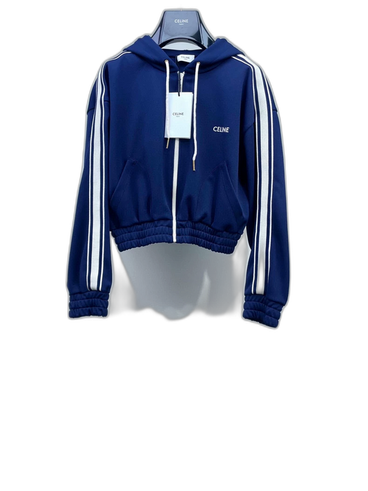 Celine Zip Hoodie with Side Stripes