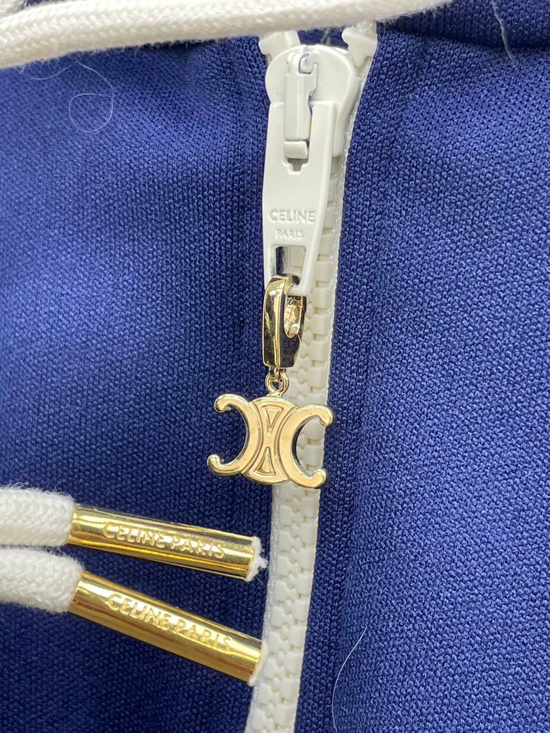 Celine Zip Hoodie with Side Stripes