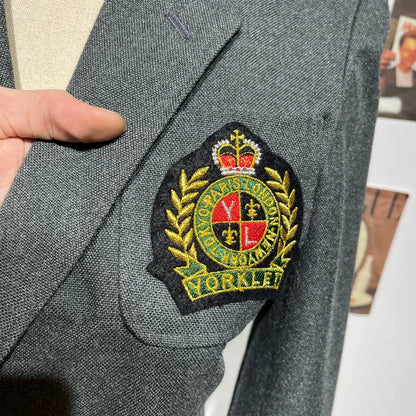 Vintage Inspired Gray Blazer with Badge