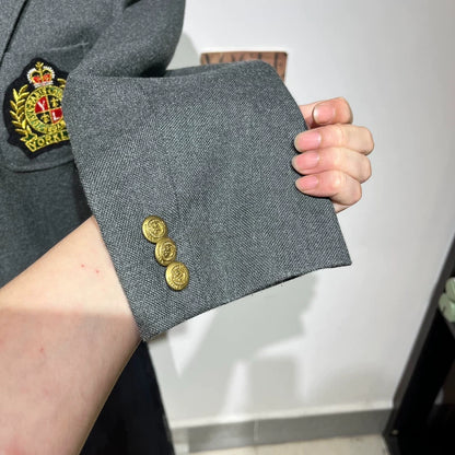 Vintage Inspired Gray Blazer with Badge