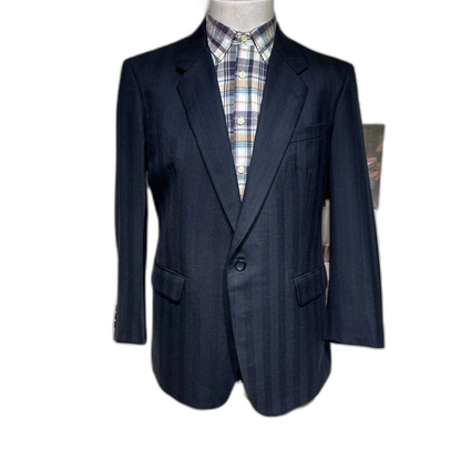 Vintage Blue Striped Wool Suit Set