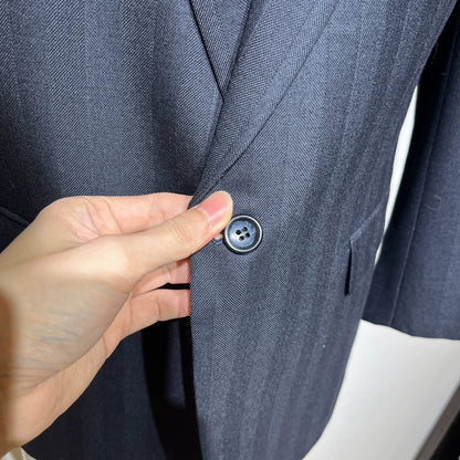 Vintage Blue Striped Wool Suit Set