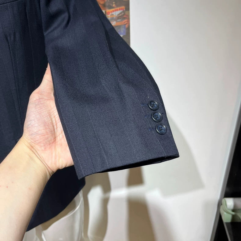 Vintage Blue Striped Wool Suit Set