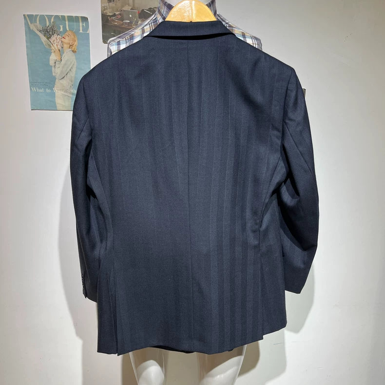 Vintage Blue Striped Wool Suit Set