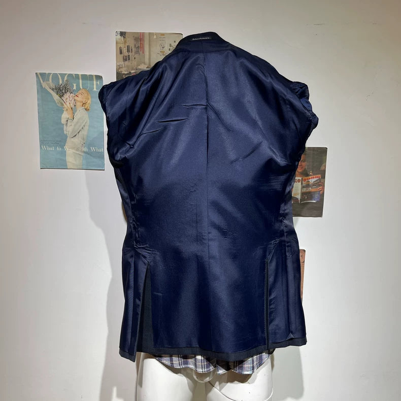 Vintage Blue Striped Wool Suit Set