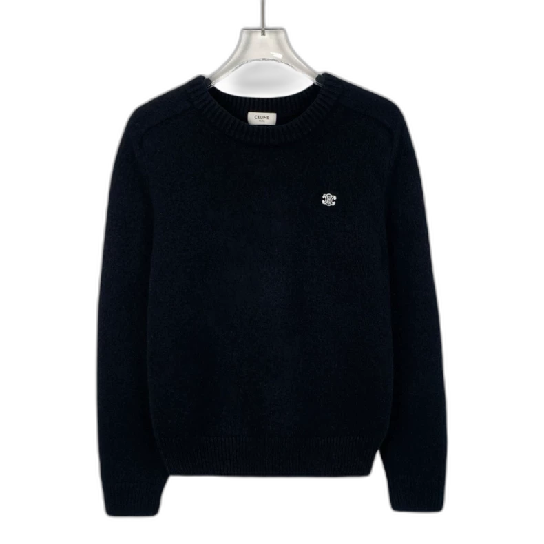 Celine Black Logo Wool Knit Sweater