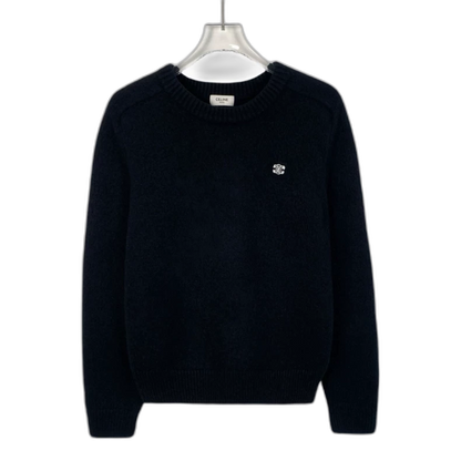 Celine Black Logo Wool Knit Sweater