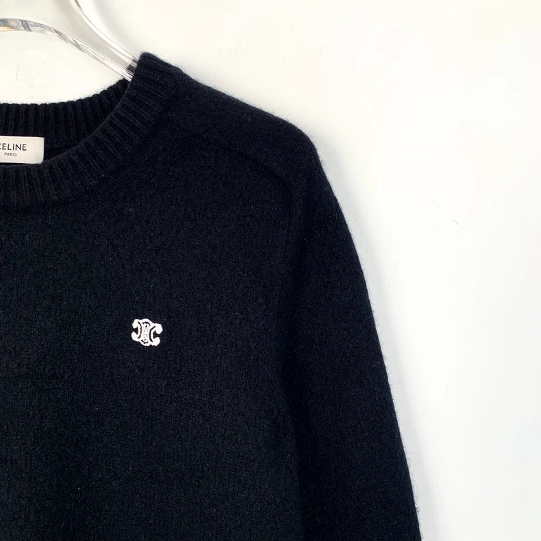 Celine Black Logo Wool Knit Sweater