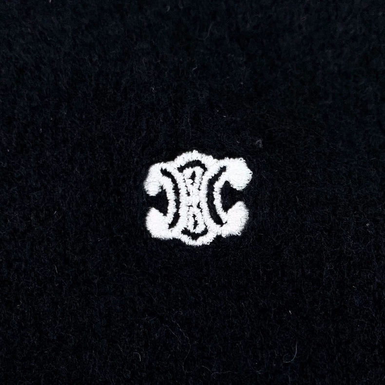 Celine Black Logo Wool Knit Sweater