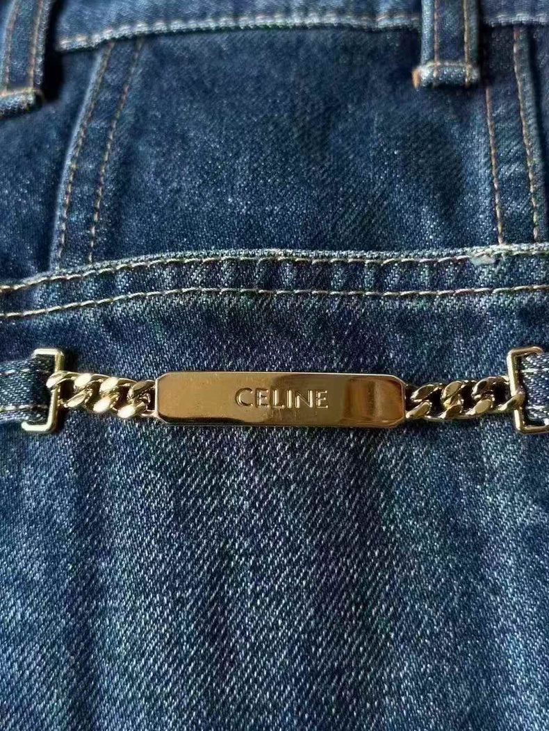 Celine Denim Chain Skirt