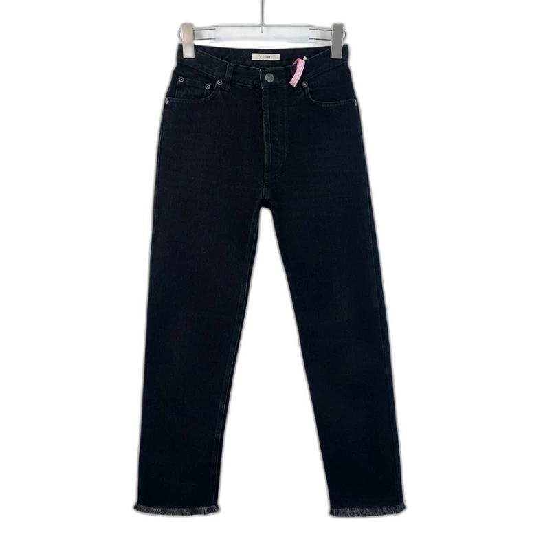 Celine Black Fringed Cotton Denim Pants